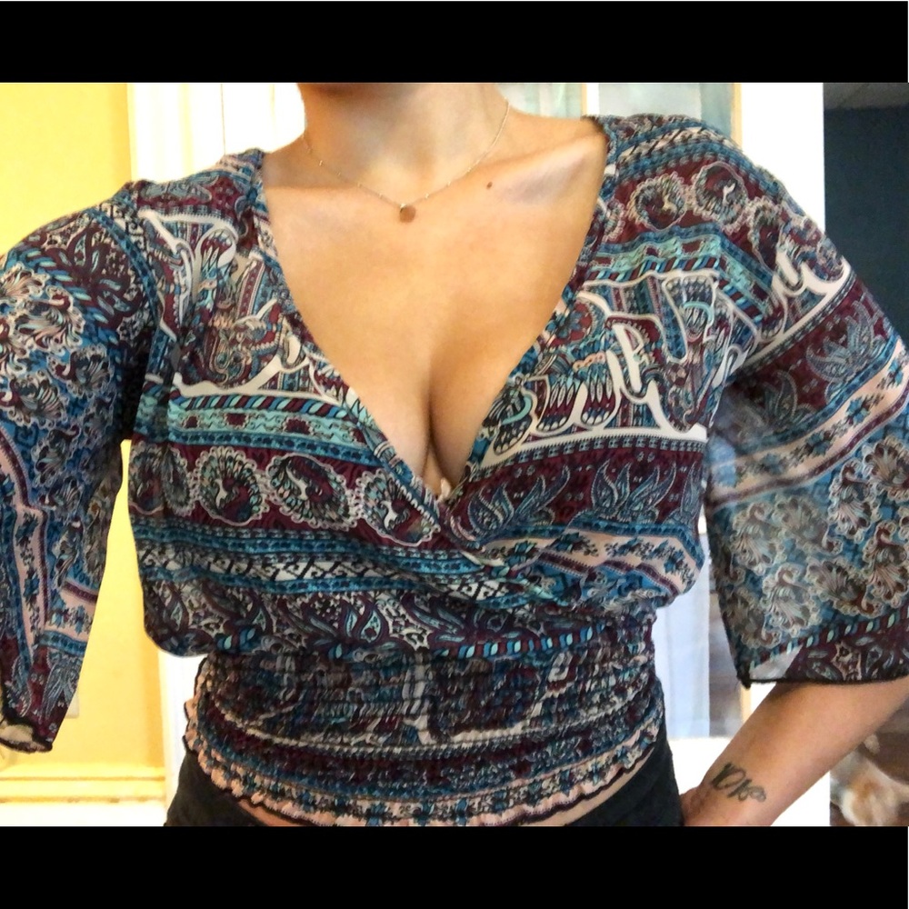 Flowy patterned boho top